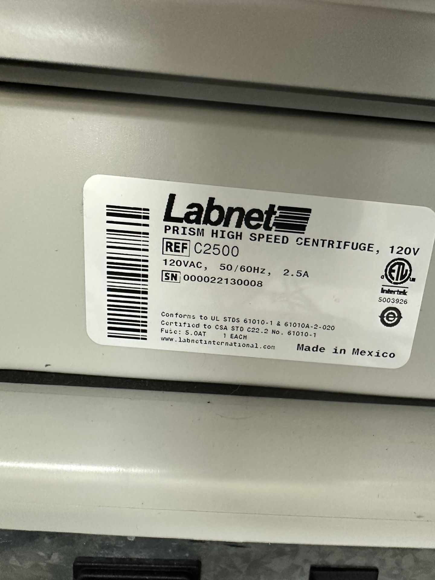 Labnet Prism High Speed Centrifuge (SN: 000022130008) - Image 2 of 2