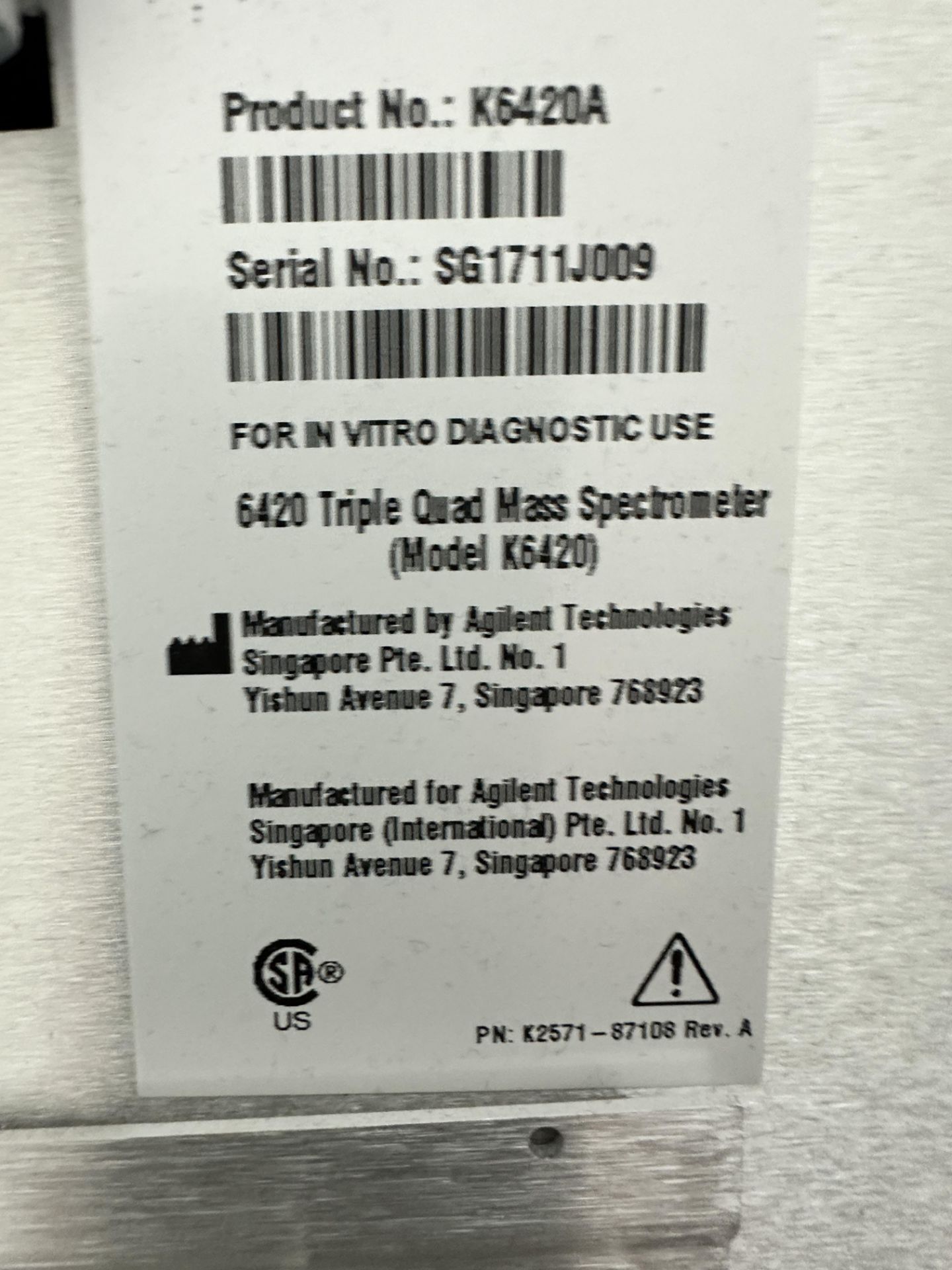 Agilent Technologies 6420 Triple Quad Liquid Chromatographer / Mass Spectrometer - Image 5 of 5