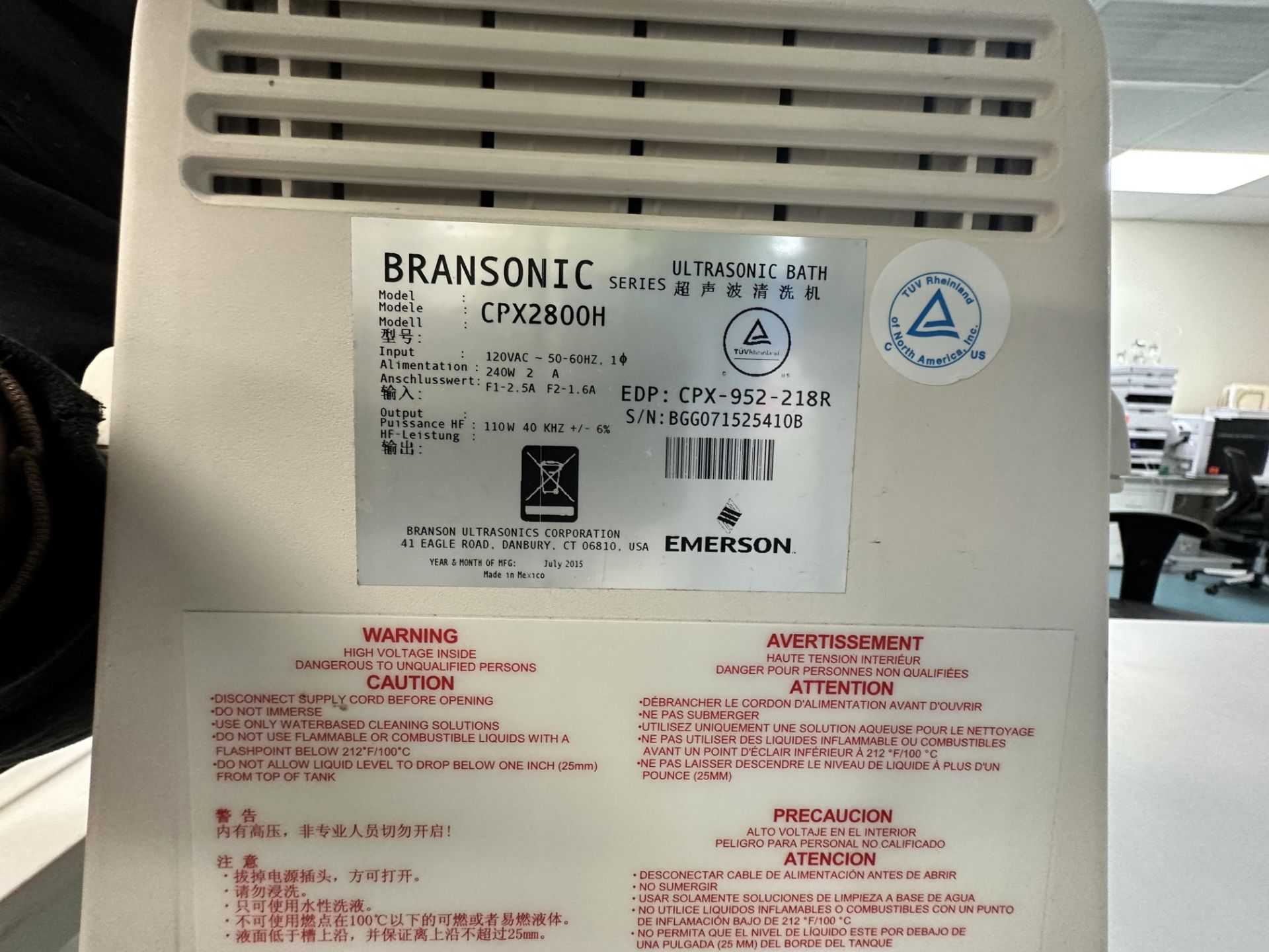 Branson CPX2800H Cleaner (SN: BGG071525410B) - Image 2 of 2