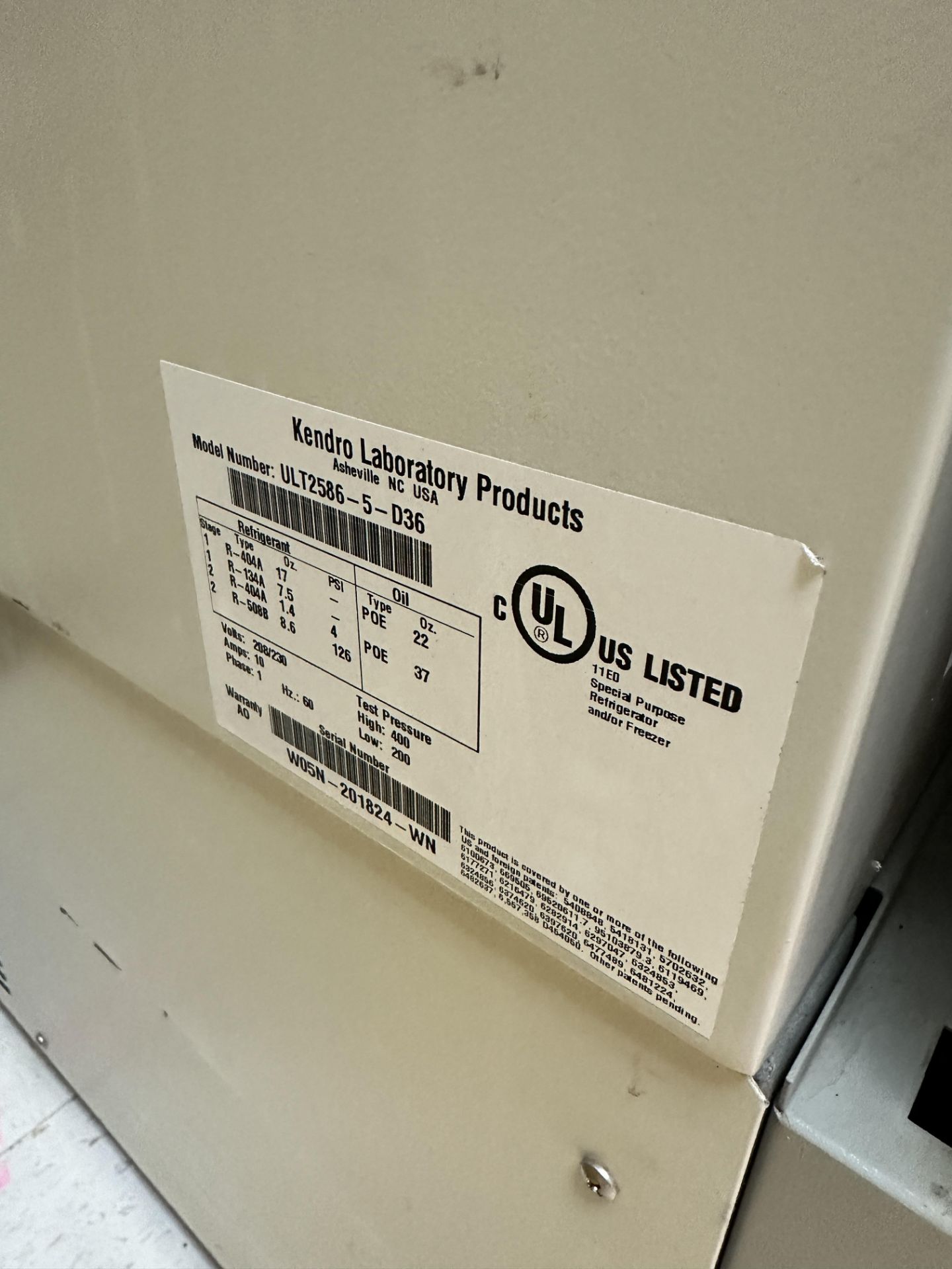 Revco- Kendro Labs ULT2586-5-D36 Ultra Low -80°C Freezer - Image 3 of 3