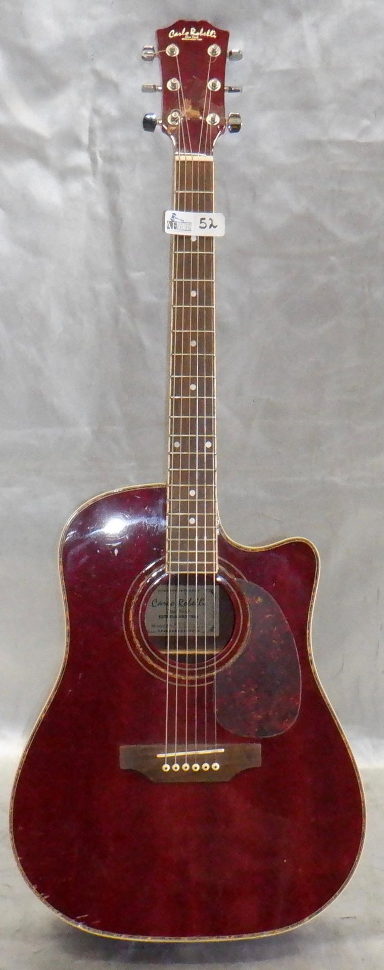 CARLO ROBELLI ACOUSTIC GUITAR WITH CASE - Image 4 of 7