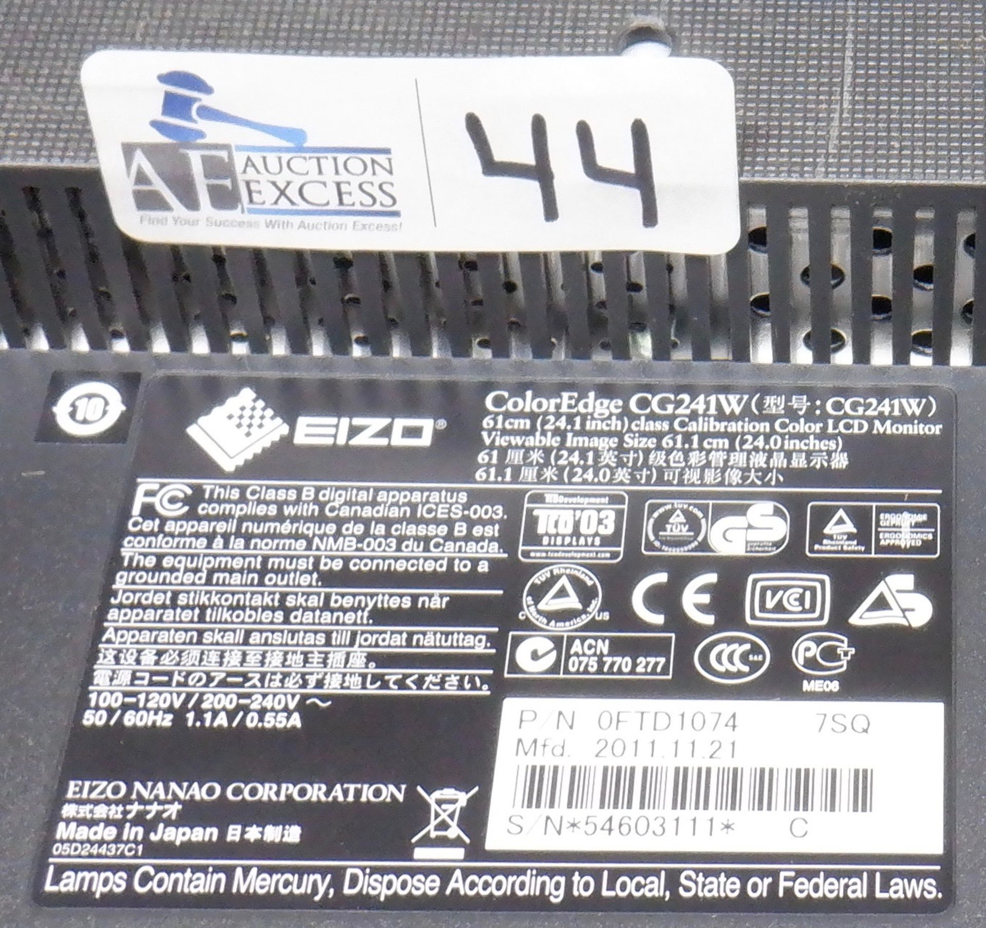 LOT OF 4 EIZO COLOREDGE CG245W LCD COLOR MONITORS - Image 2 of 2