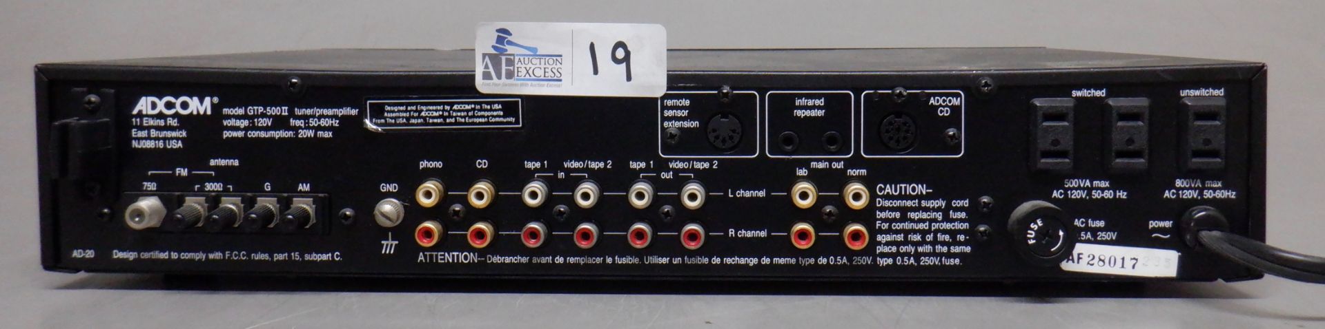 ADCOM GTP-500 II RECEIVER/PREAMP - Image 2 of 2