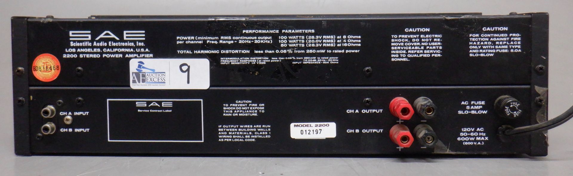 SAE 2200 POWER AMP - Image 2 of 2