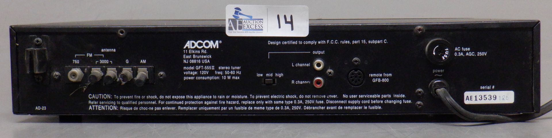 ADCOM GFT-555II TUNER - Image 2 of 2