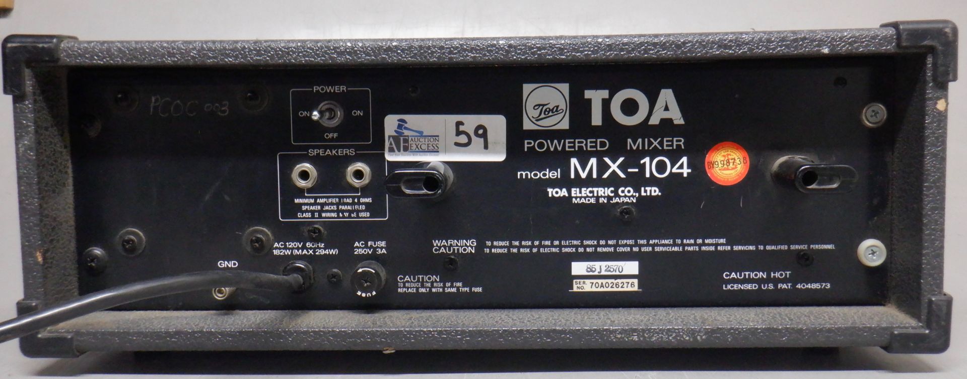 TOA MX-104 POWERED MIXER - Image 2 of 2