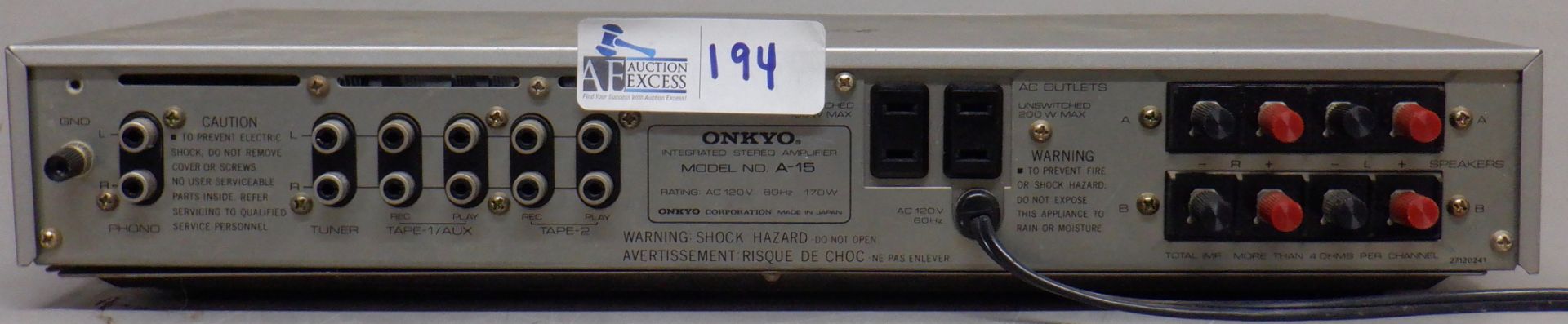 ONKYO A-15 INTEGRATED AMP - Image 2 of 2