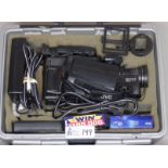 JVC SUPER VHS C MOVIE CAMERA WITH ACCESSORIES IN CASE