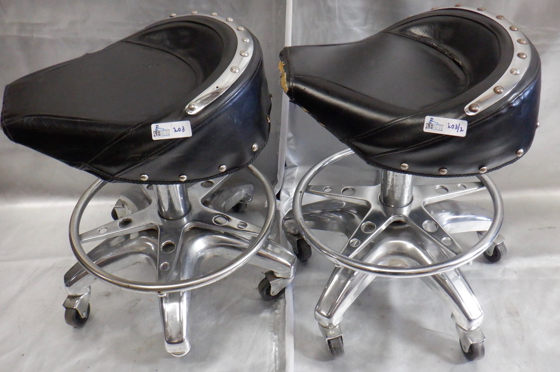 LOT OF 2 SADDLE ROLLING STOOLS - Image 2 of 3