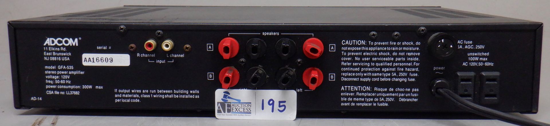 ADCOM 535L POWER AMP - Image 2 of 2