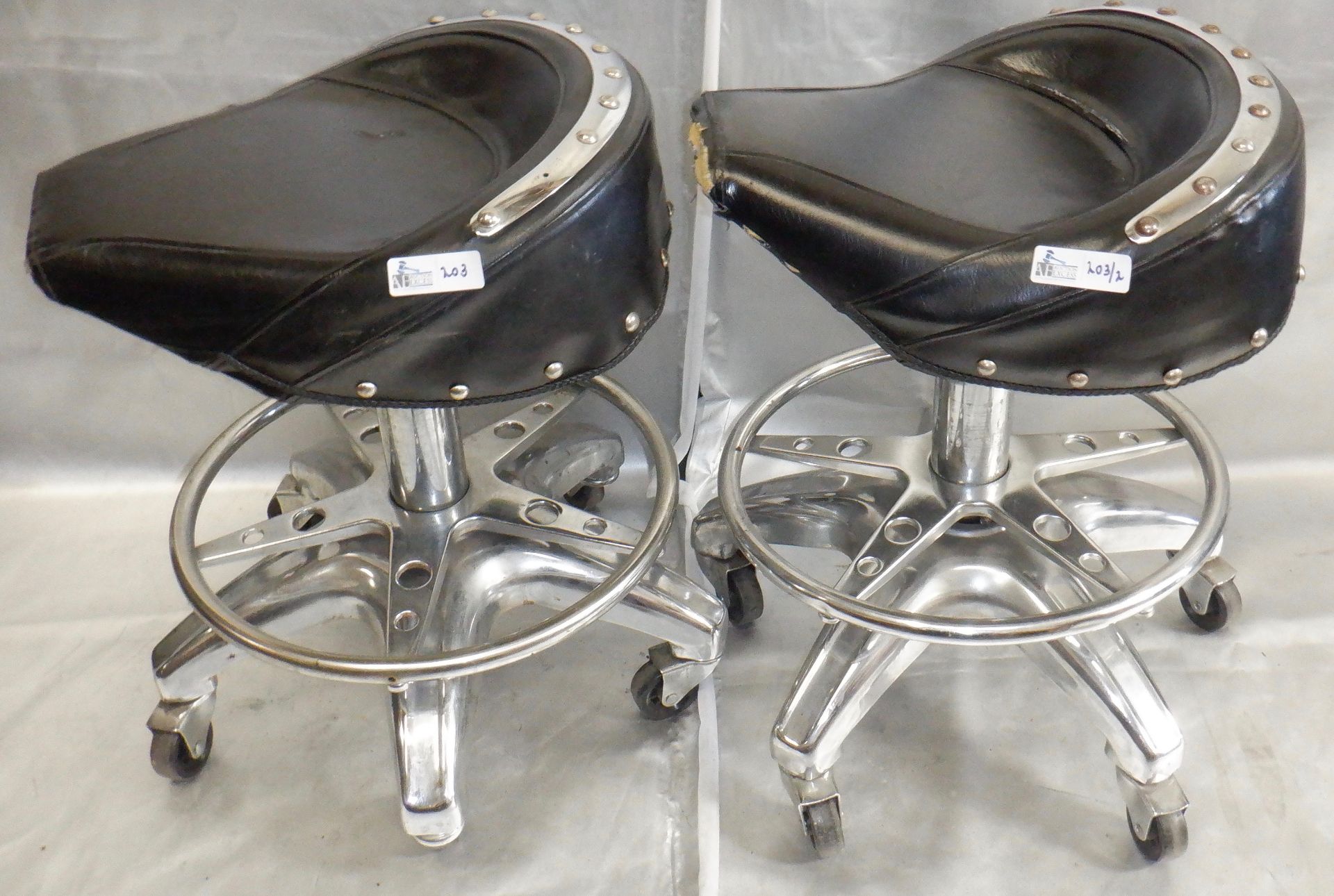 LOT OF 2 SADDLE ROLLING STOOLS - Image 3 of 3