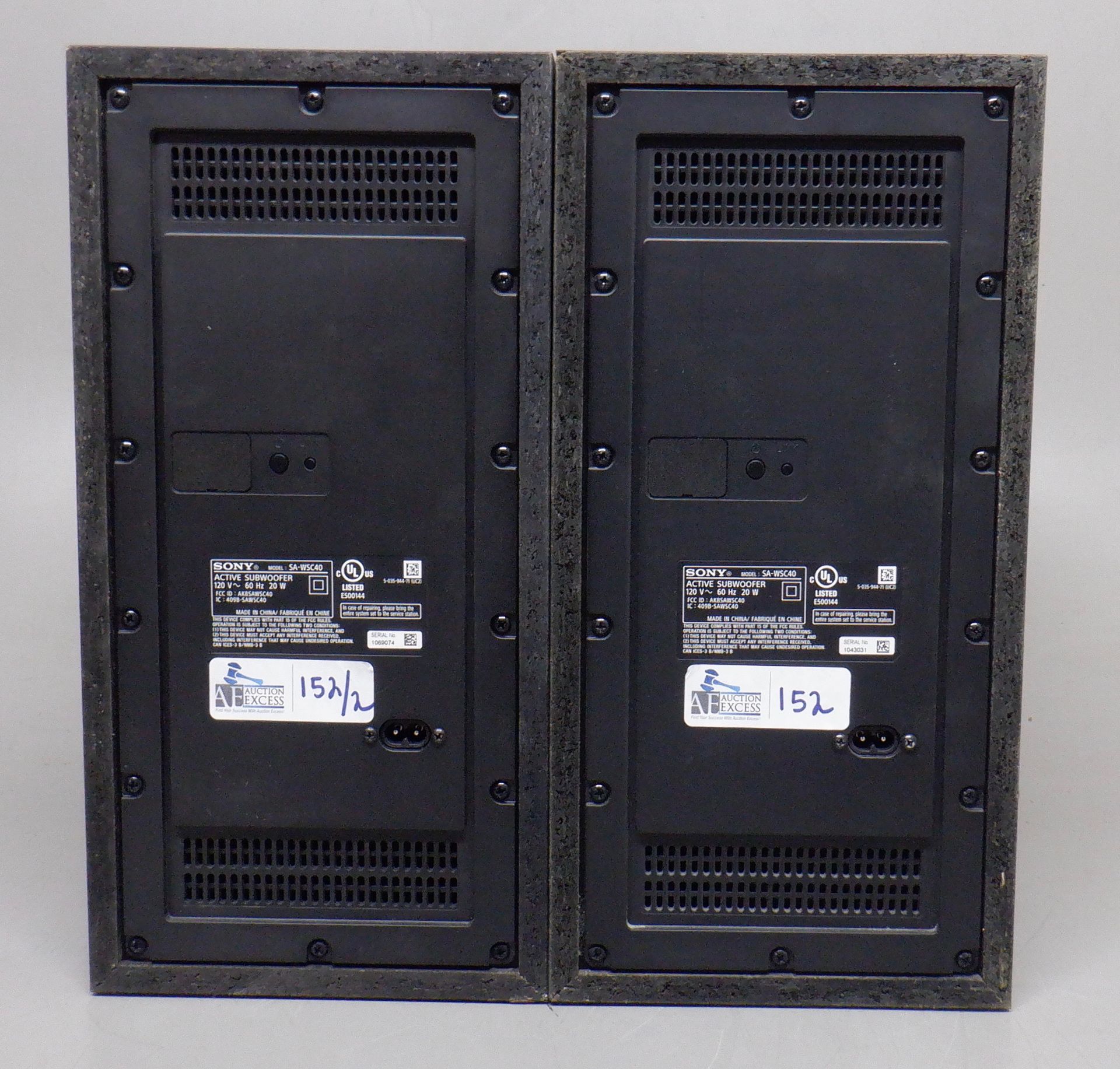 LOT OF 2 SONY ACTIVE SUBWOOFERS SA-WSC40 - Image 2 of 3