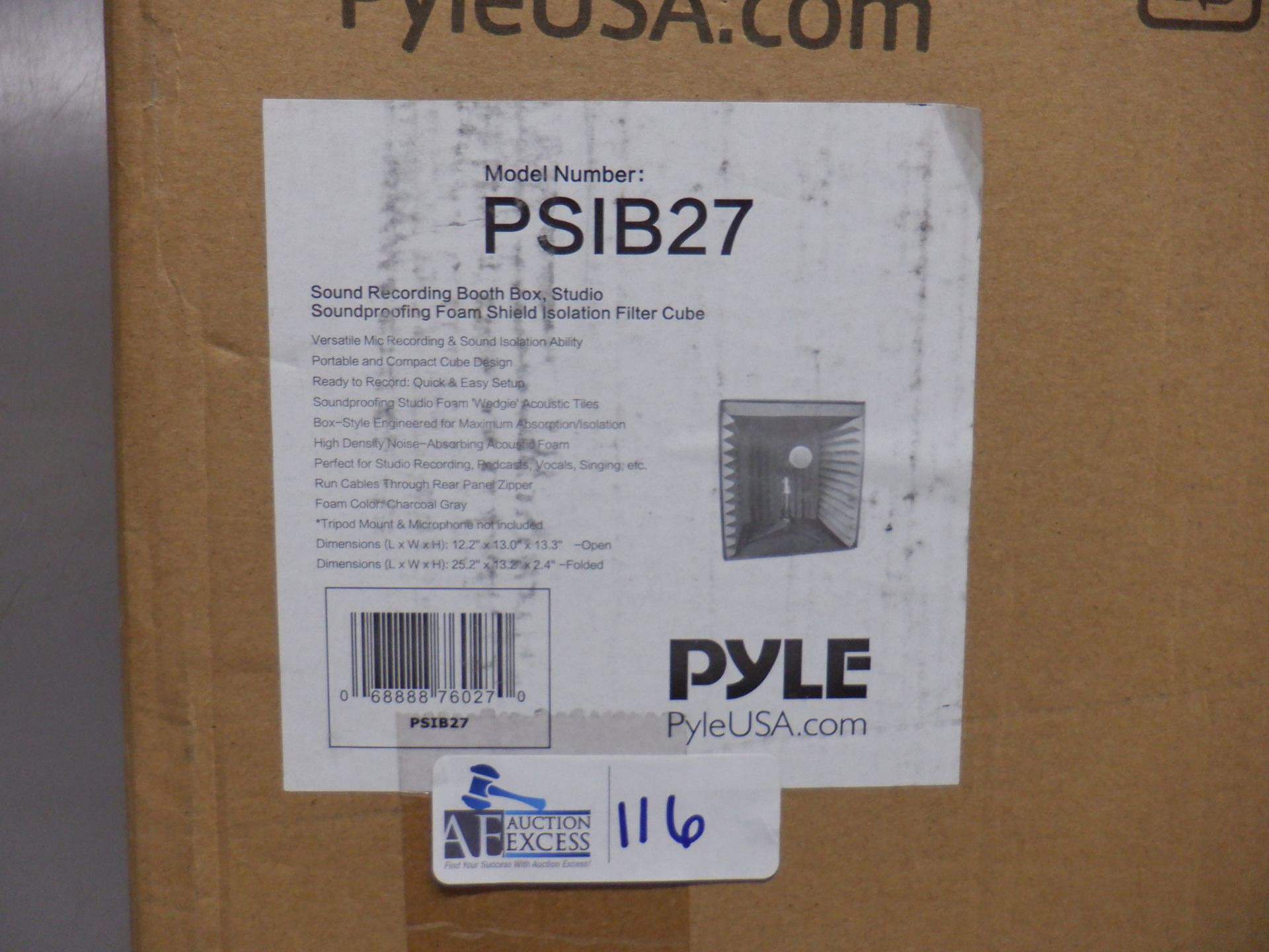 PYLE SOUND RECORDING BOOTH BOX PSIB27 IN ORIGINAL BOX - Bild 3 aus 4