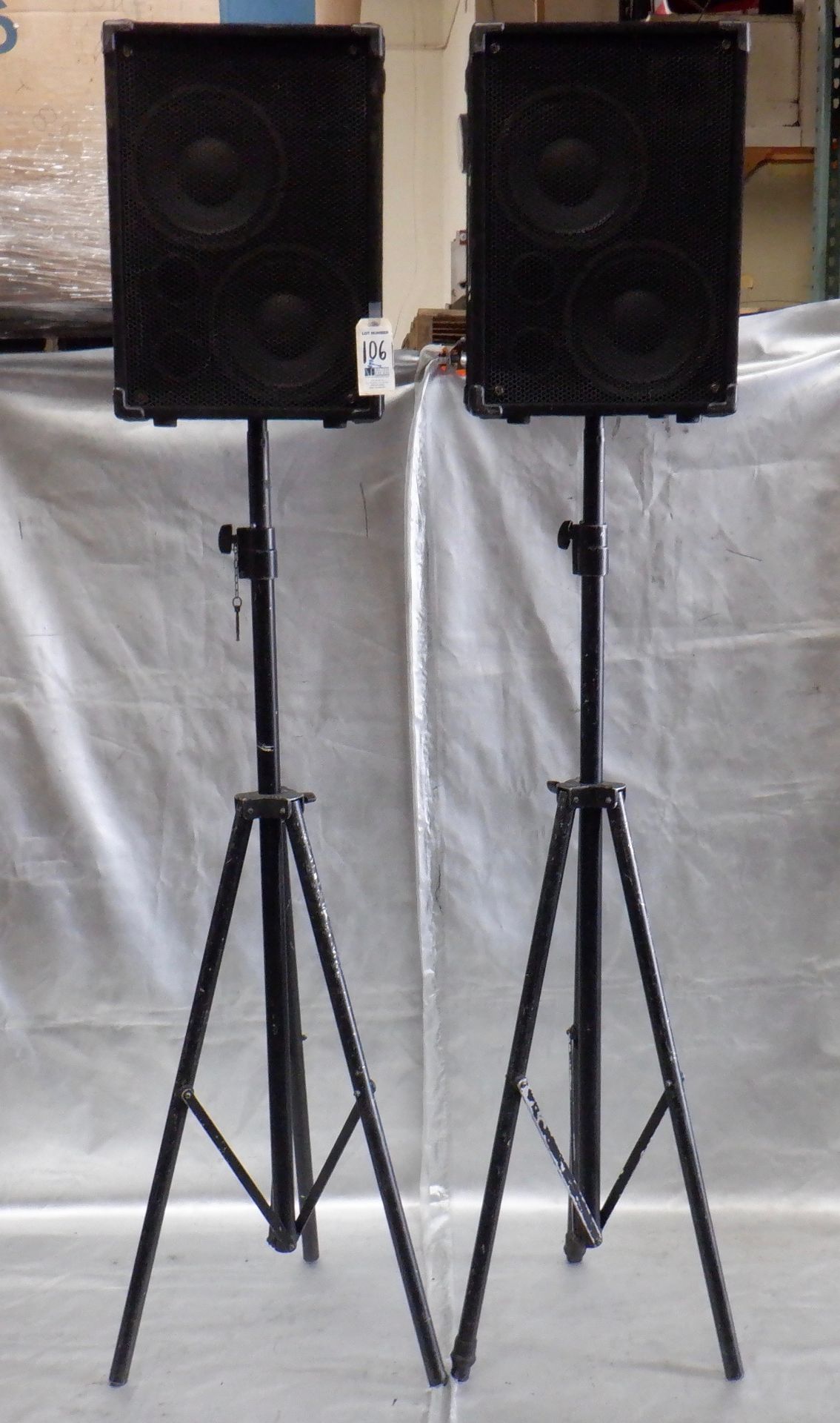 LOT OF 2 ACOUSTIC BASS SPEAKERS WITH STANDS