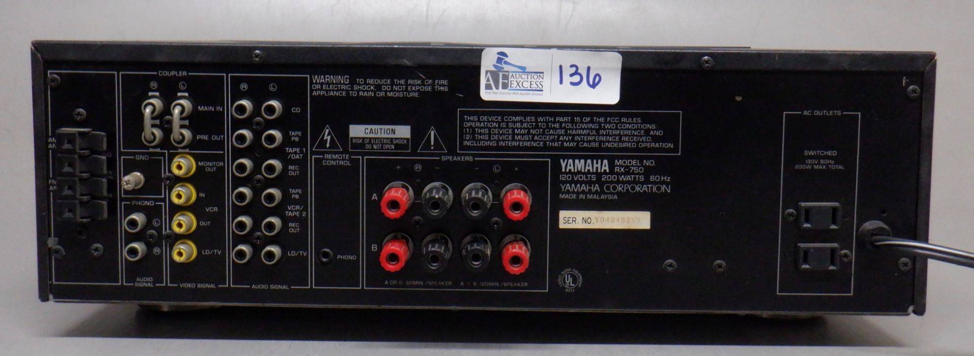 YAMAHA RX-750 STEREO RECEIVER - Image 2 of 2