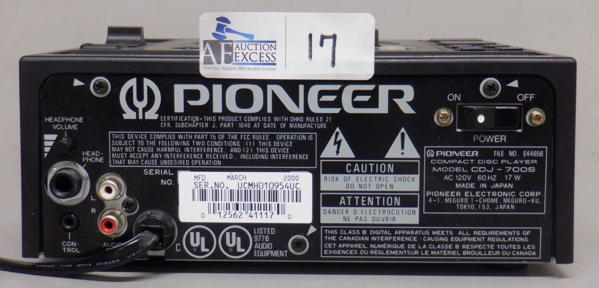 PIONEER CDJ-700S PROFESSIONAL COMPACT DISC PLAYER - Bild 2 aus 3