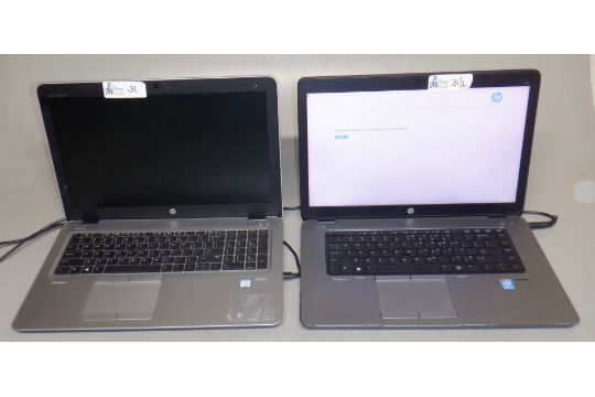 LOT OF 2 HP ELITE BOOK WIT INTEL CORE I7 LAPTOPS NO HARD DRIVES WITH POWER SUPPLIES 1 IS BROKEN - Image 1 of 4