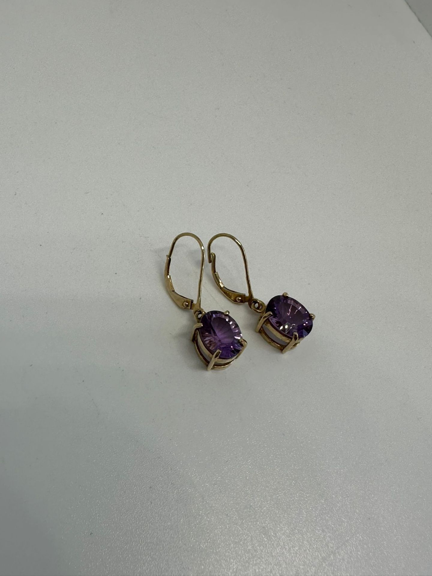 9ct gold amethyst earrings - Image 3 of 3