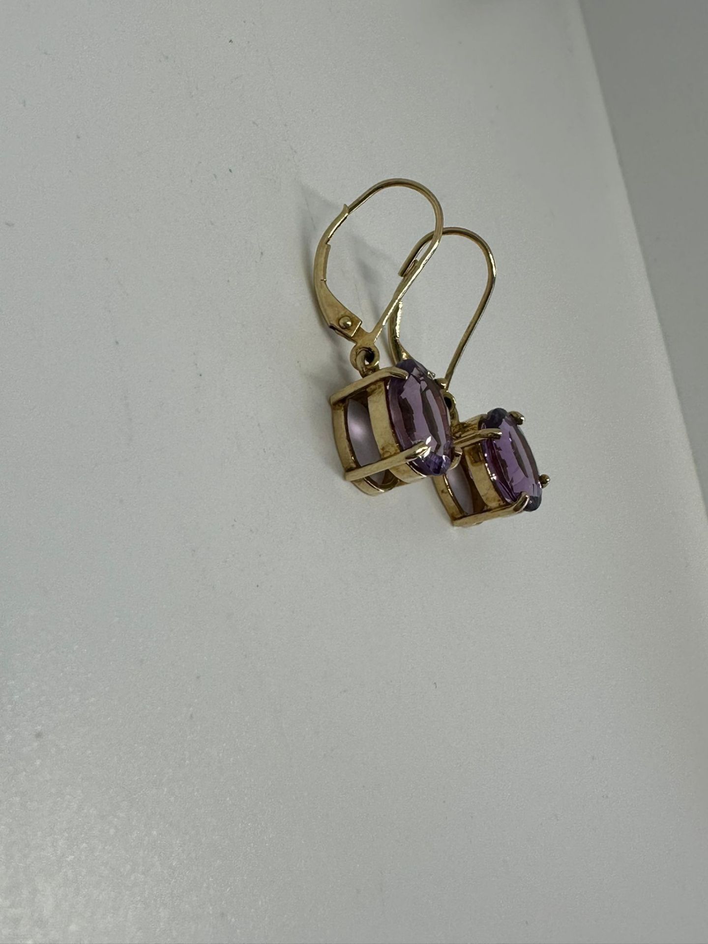 9ct gold amethyst earrings - Image 2 of 3