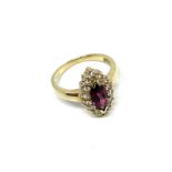 9ct gold garnet and white zircon cluster ring