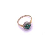 9ct gold green agate and cubic zirconia ring
