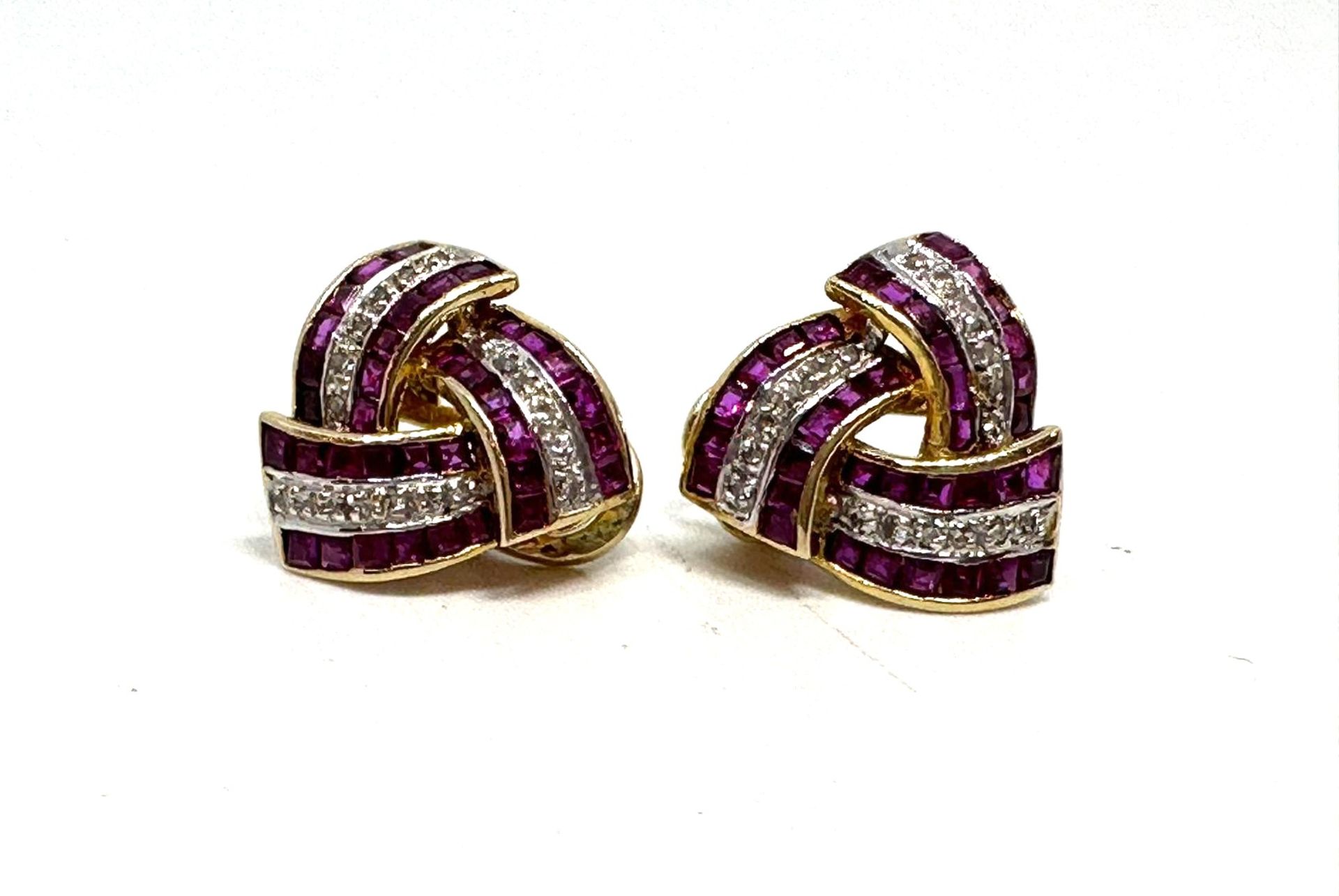 14ct gold ruby and diamond earrings