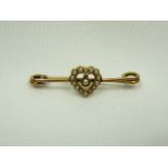 14 Carat Gold Pearl Sweetheart Brooch