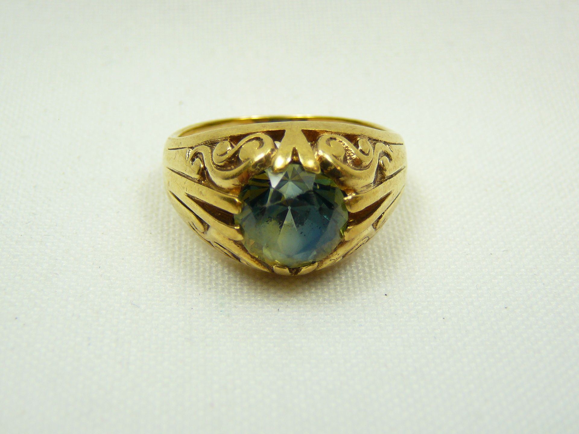 Gents 9ct gold tourmaline ring - Image 2 of 3