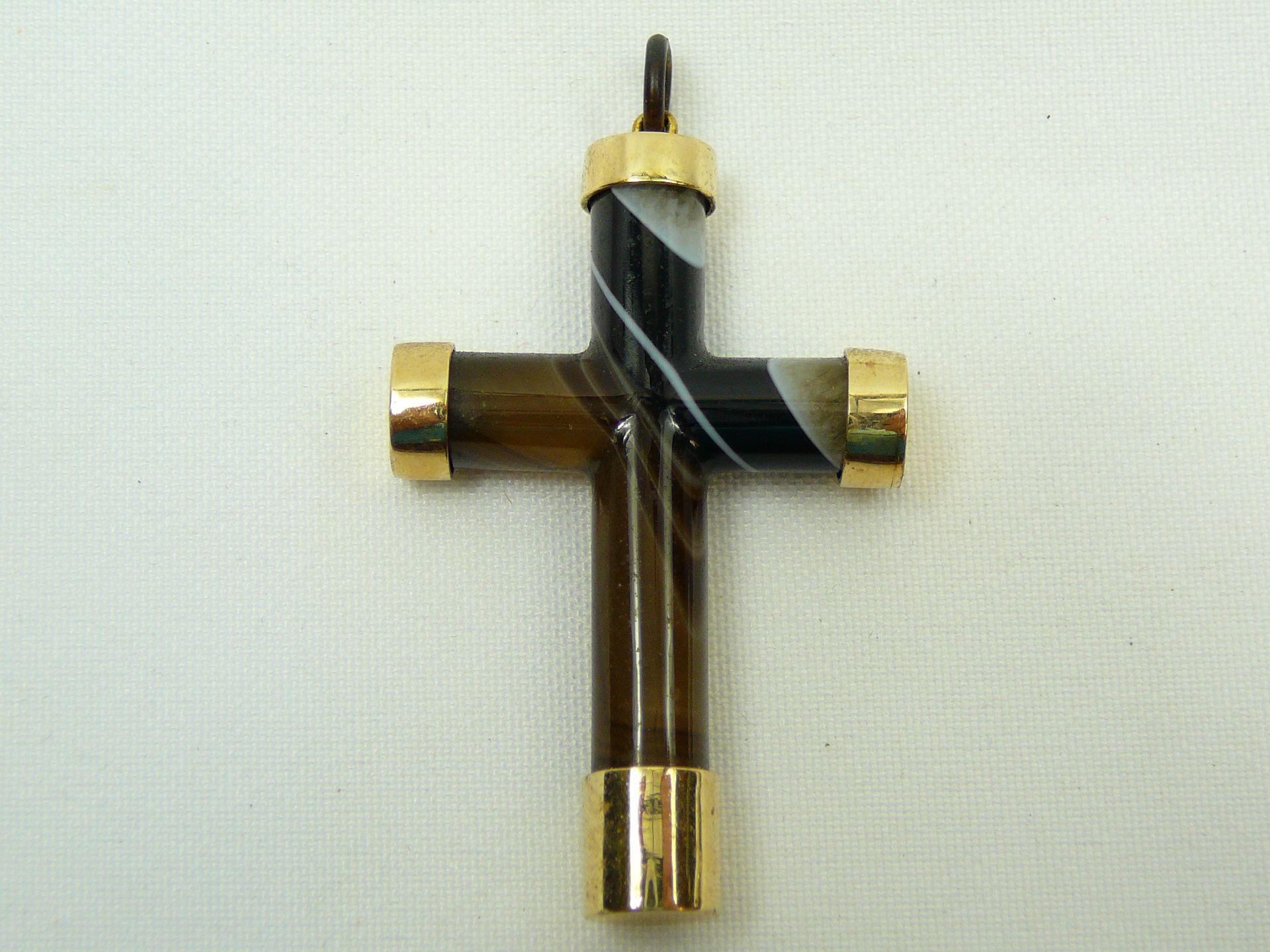 Large Agate Gold Mounted Cross