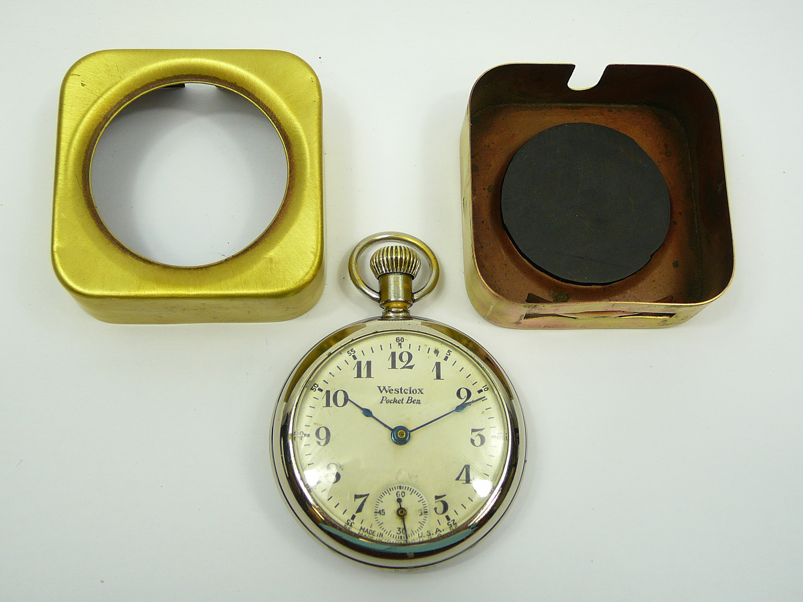 Brass watch case and pocketwatch - Image 4 of 5