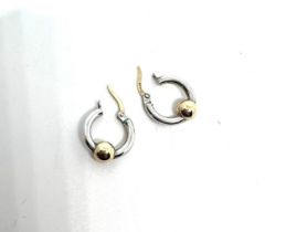 Silver & 14ct gold hoop earrings