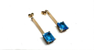 9ct gold blue topaz earrings