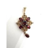 9ct gold garnet and seed pearl pendant