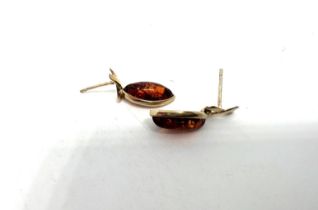 9ct gold amber drop earrings