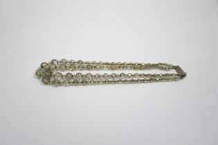 Double row crystal necklace with silver clasp