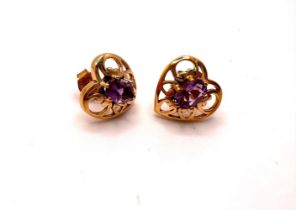 9ct gold amethyst stud earrings