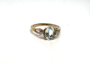 9ct gold aqua marine and white spinnel ring