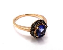 9ct gold tanzanite cluster ring