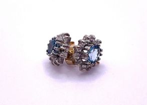 9ct gold blue topaz and CZ earrings