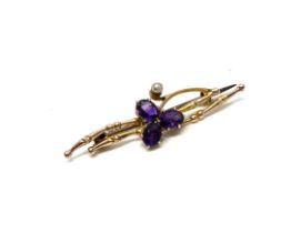 9ct gold amethyst brooch