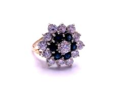 9ct gold sapphire and CZ ring