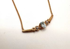 9ct gold blue topaz and diamond necklace