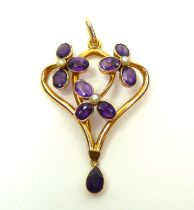 9ct amethyst and pearl pendant
