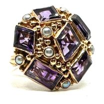 14ct amethyst and Pearl ring