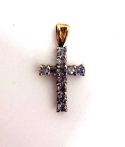 9ct gold tanzanite cross