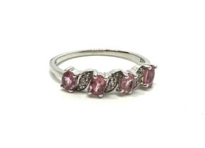 9ct gold pink topaz and white spinnel ring