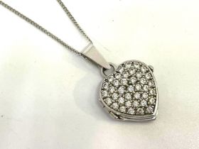 9ct gold CZ locket and chain