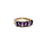 9ct amethyst and diamond ring