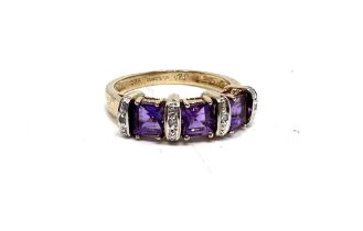 9ct amethyst and diamond ring