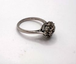 18ct white gold diamond cluster ring